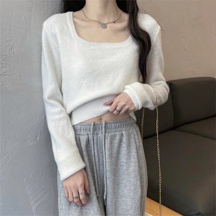 Square Collar Knitted Shirt