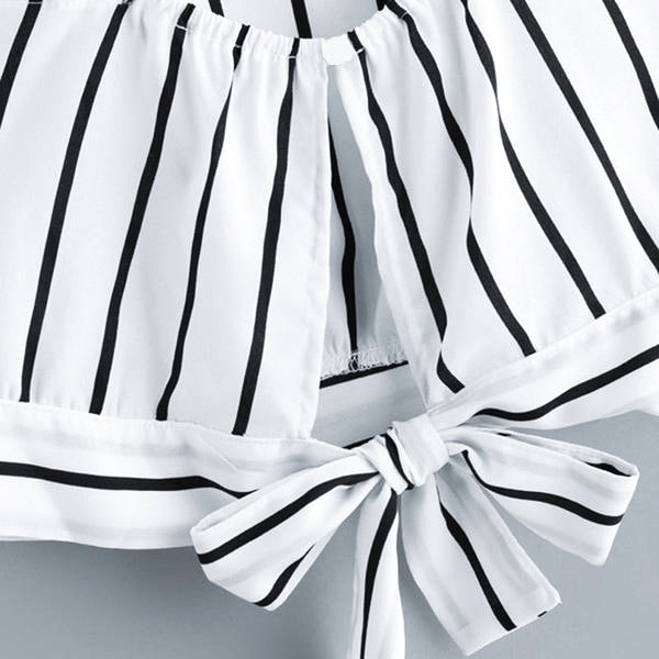 Striped Bow Tie Crop Top