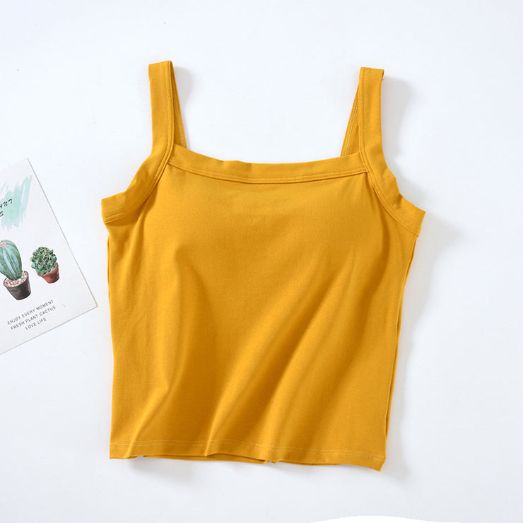 Solid Color Tank Top With Pad
