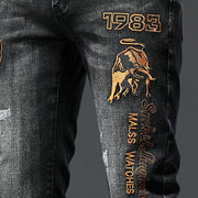 Embroidery & Shreded Elastic Jeans