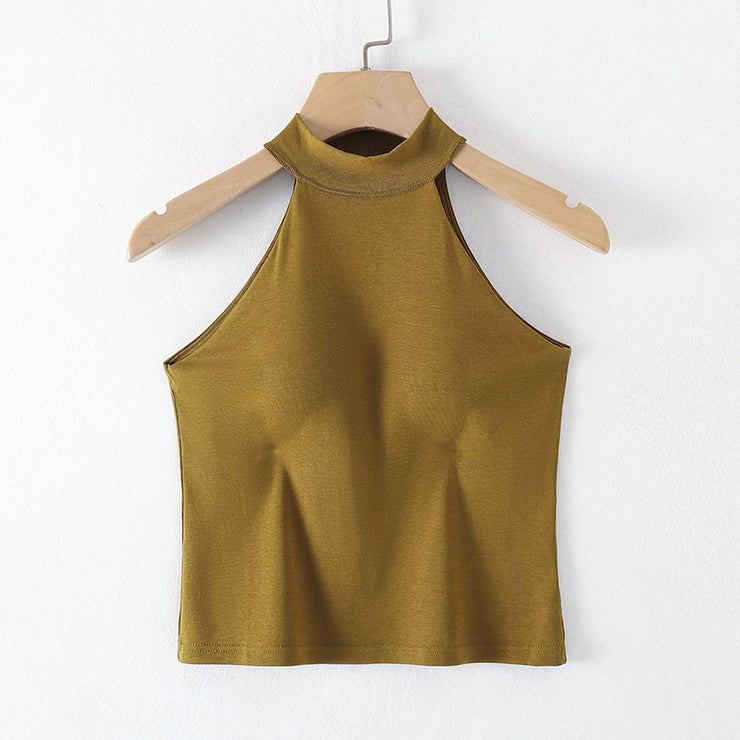 Halter Neck Tank Top With Pad