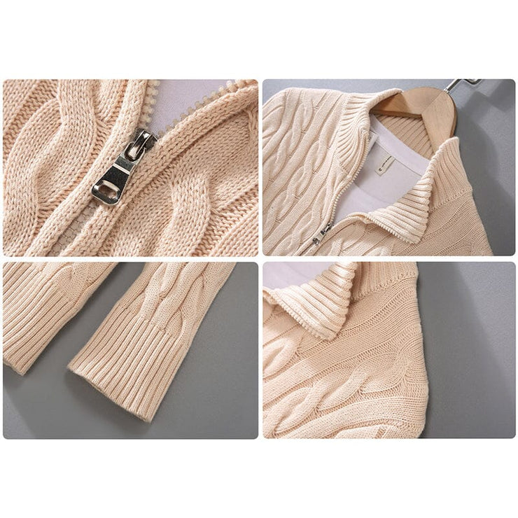Stand & Zip-Up Collar Sweater