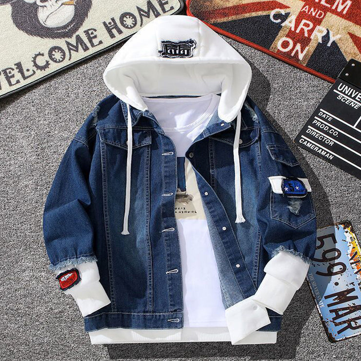 Double Layer Denim Hooded Jacket