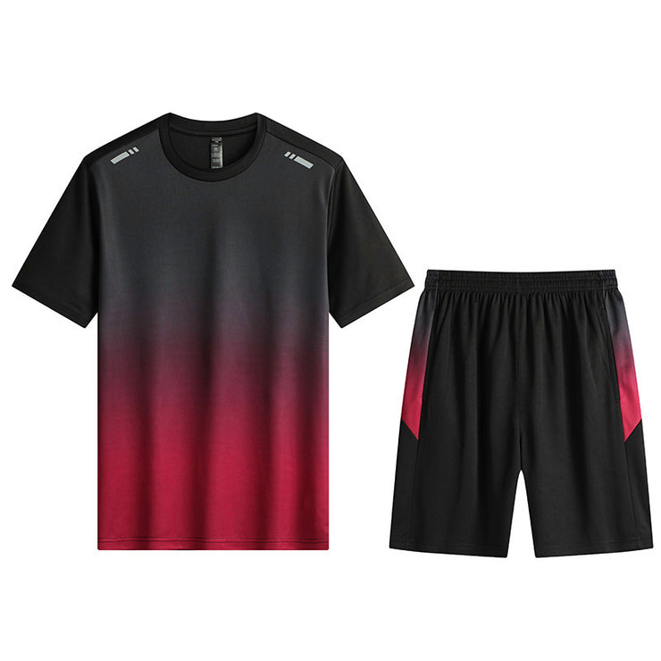 Color Gradient Sports T-Shirt and Shorts (2 Piece Set)