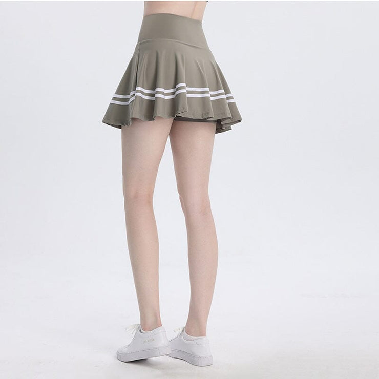 Striped Sports Skirt With Lining Shorts