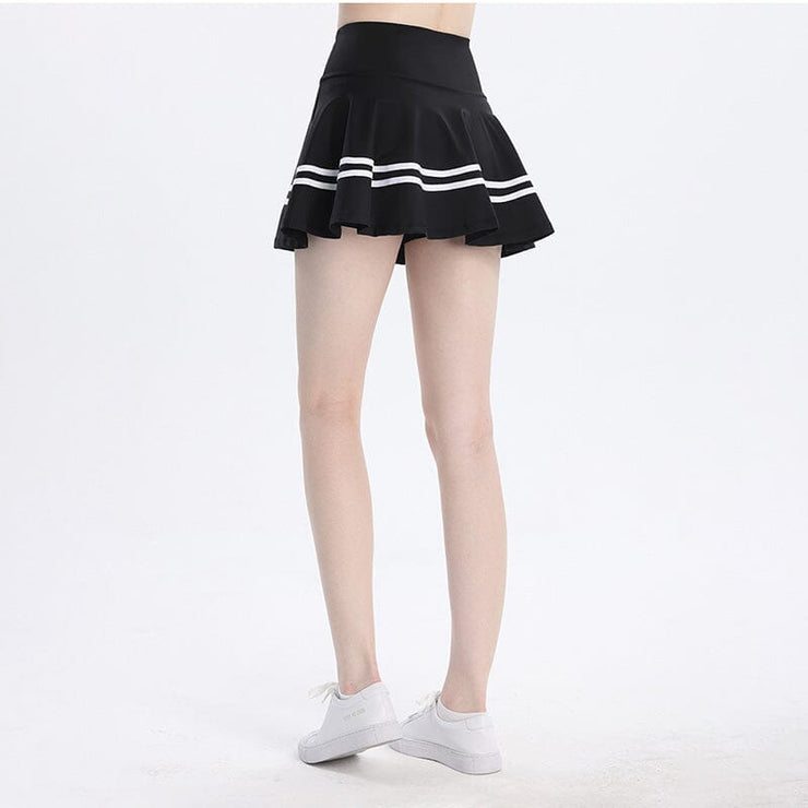 Striped Sports Skirt With Lining Shorts