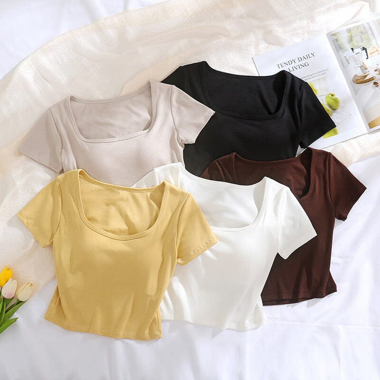 Square Neckline T-Shirt With Pad