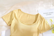 Square Neckline T-Shirt With Pad