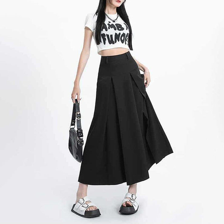 A-Line Pleated Long Skirt