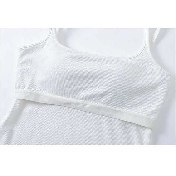 Solid Color Regular Length Tank Top With Pad